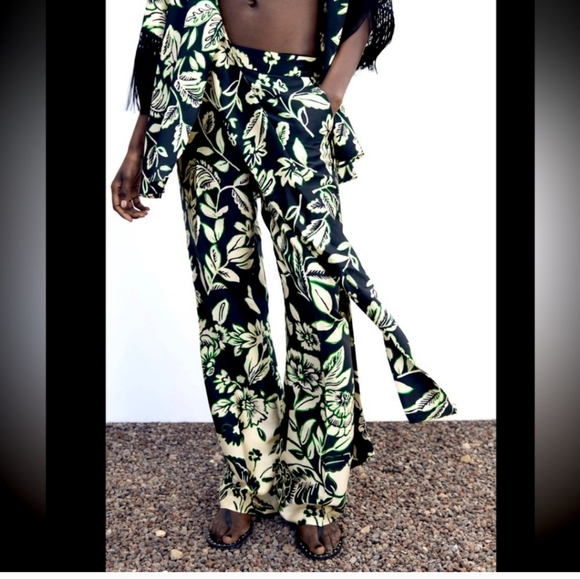 ZARA PRINTED STRAIGHT LEG PANTS - Picture 4 of 5